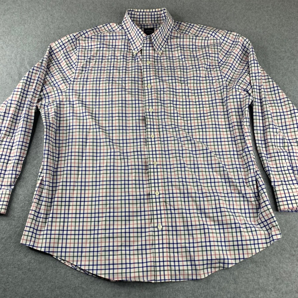 Brooks Brothers Button Down Shirt Mens 1XL Multi Color Tattersall Check Plaid